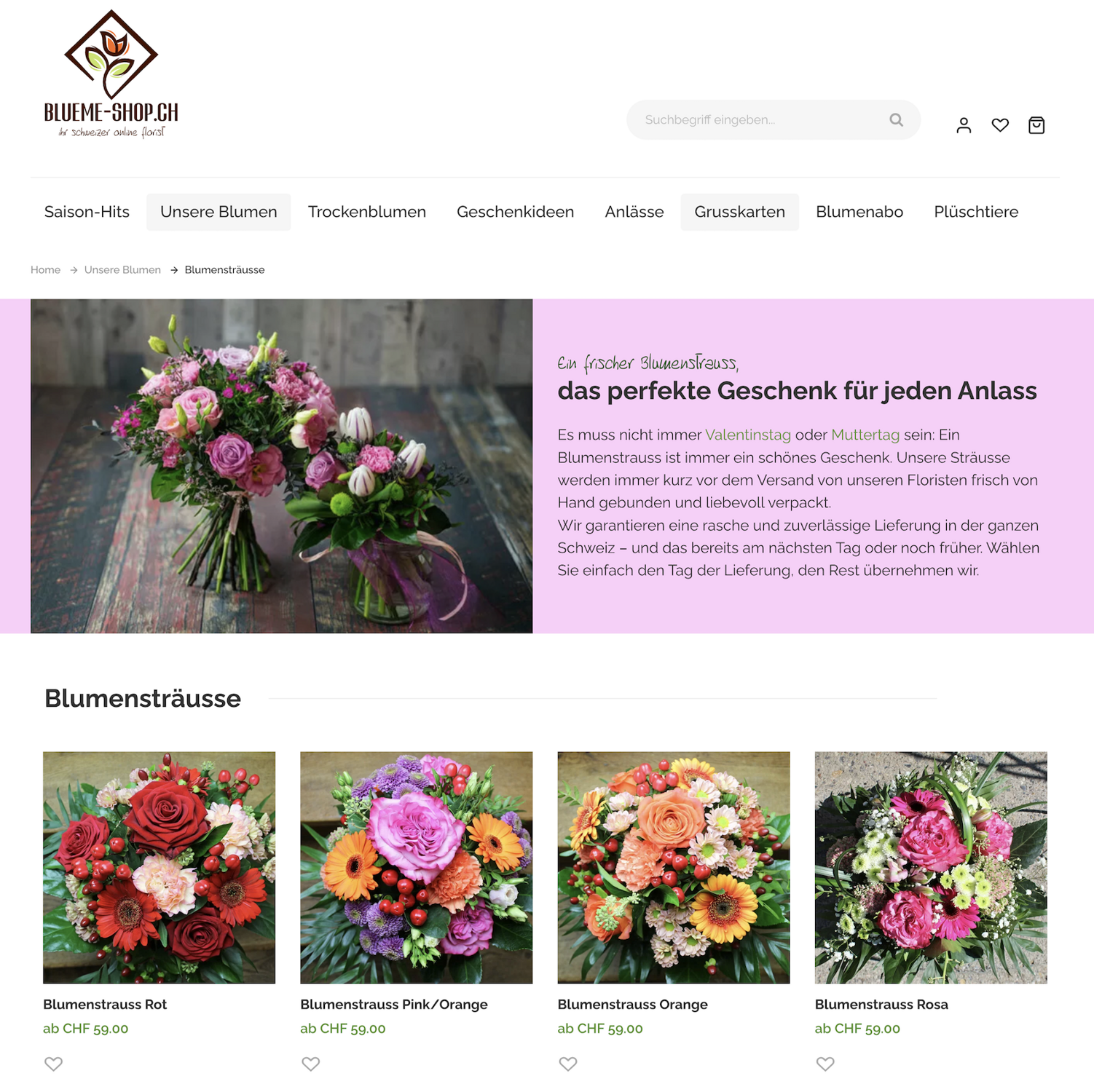 <b>Schweizer Online-Florist Blueme-Shop.ch</b>